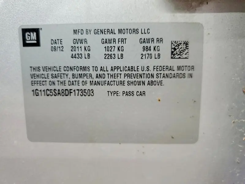 2013 CHEVROLET MALIBU 1LT  