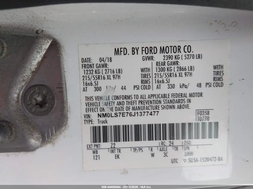 2018 FORD TRANSIT CONNECT XL