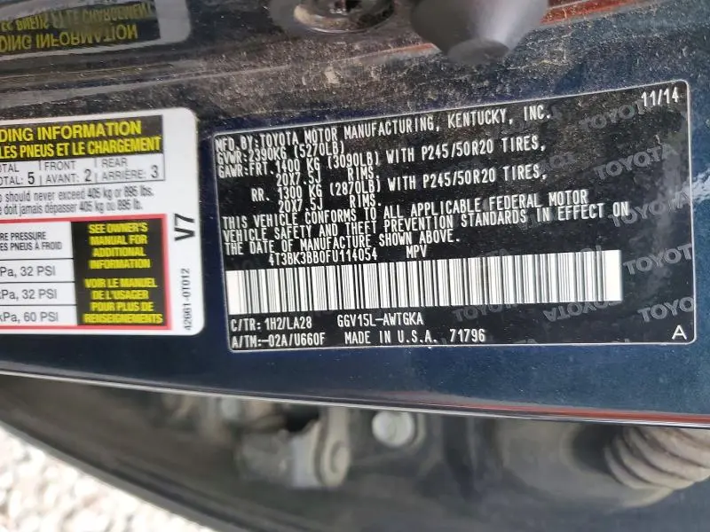 2015 TOYOTA VENZA LIMITED  