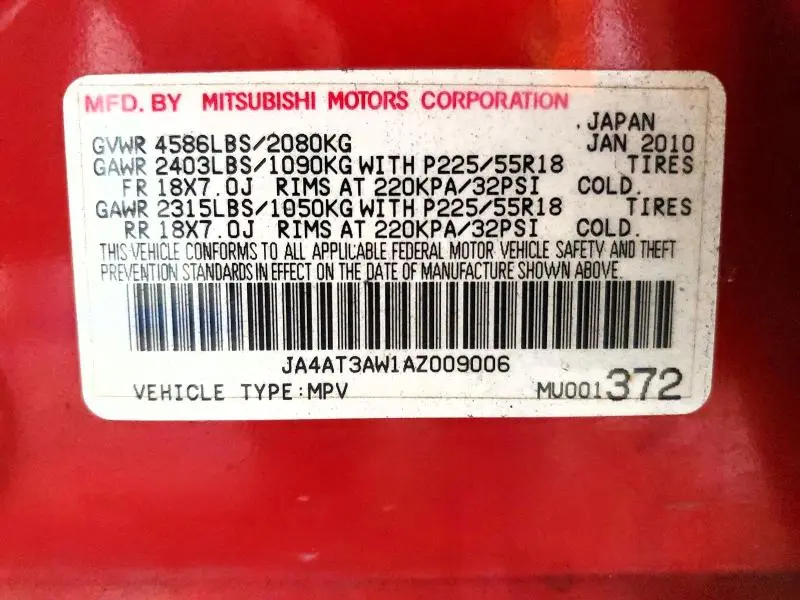 2010 MITSUBISHI OUTLANDER SE  