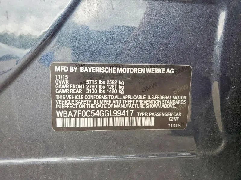 2016 BMW 750 I  