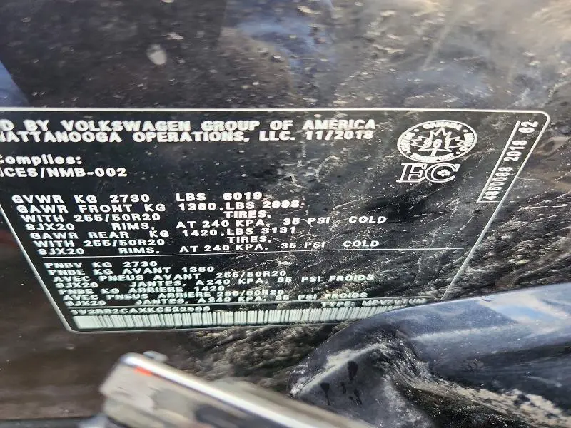 2019 VOLKSWAGEN ATLAS SEL  