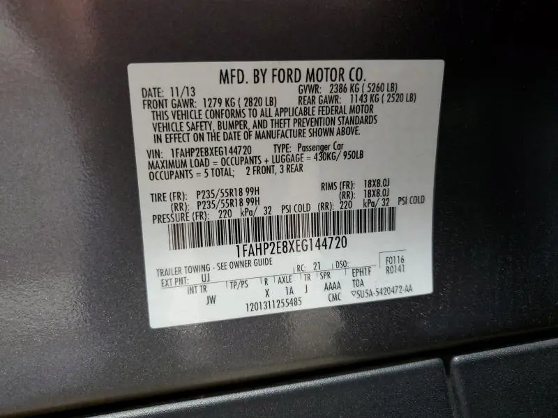 2014 FORD TAURUS SEL  