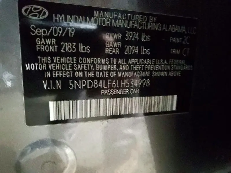 2020 HYUNDAI ELANTRA SEL  