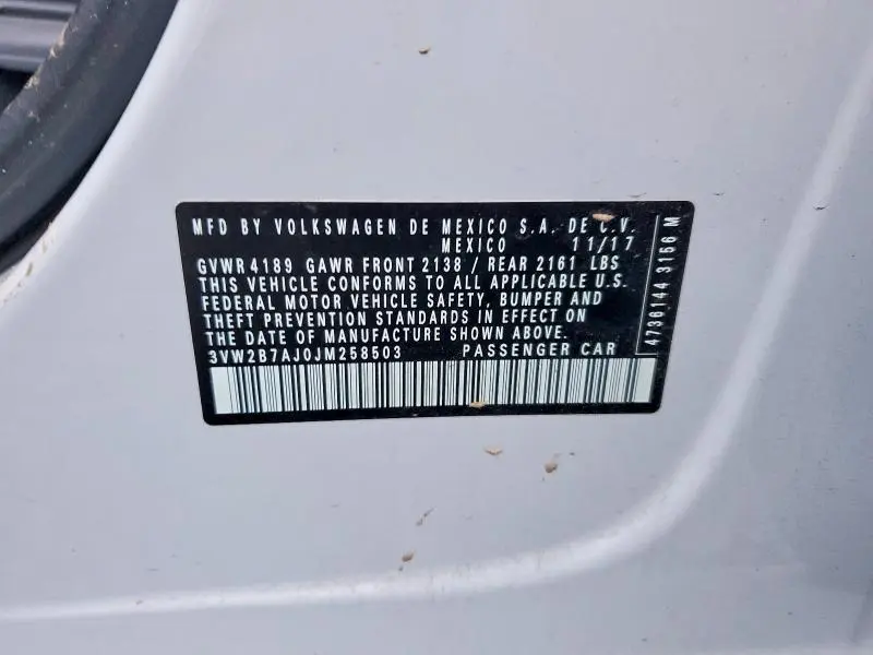 2018 VOLKSWAGEN JETTA S  