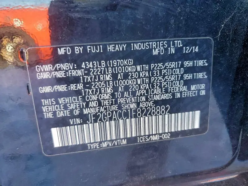 2015 SUBARU XV CROSSTREK 2.0 PREMIUM  