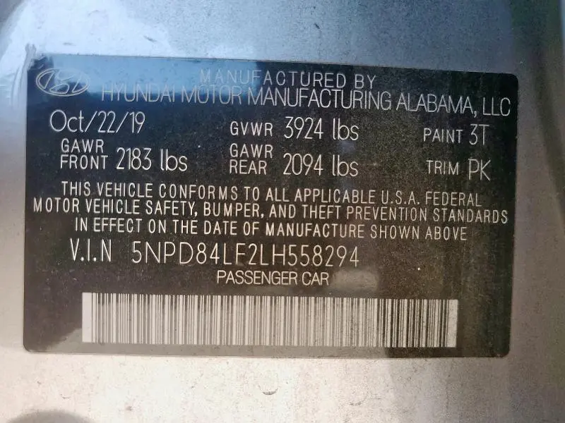 2020 HYUNDAI ELANTRA SEL  