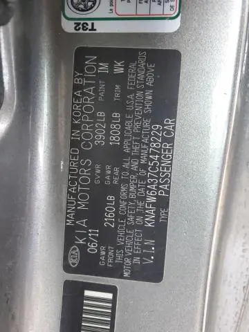 2012 KIA FORTE SX   