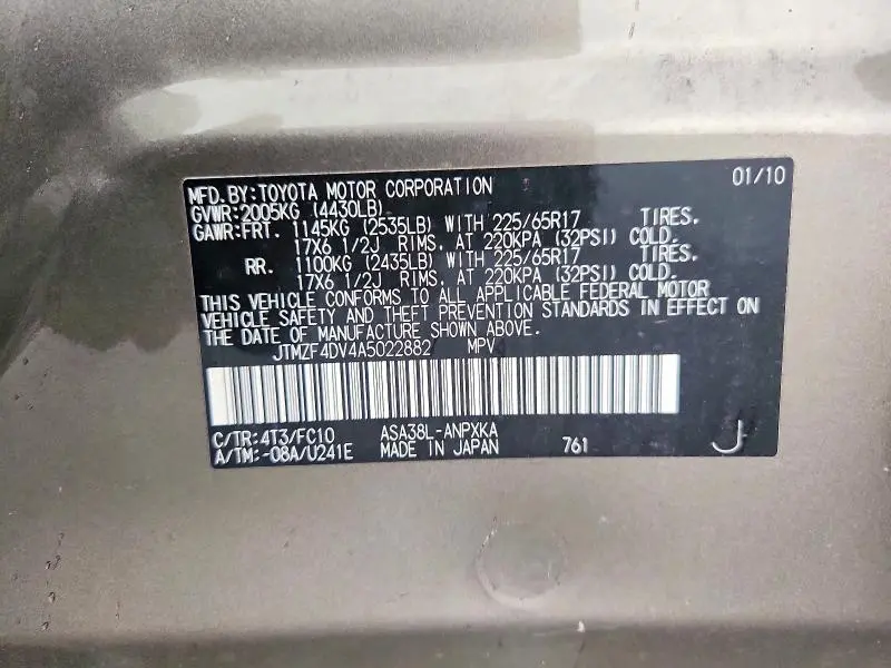 2010 TOYOTA RAV4 BASE  