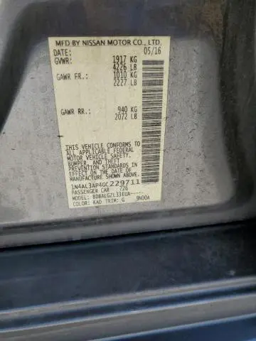 2016 NISSAN ALTIMA 2.5  