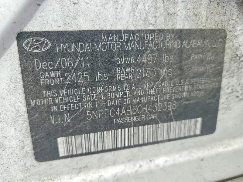 2012 HYUNDAI SONATA LIMITED 2.0T  
