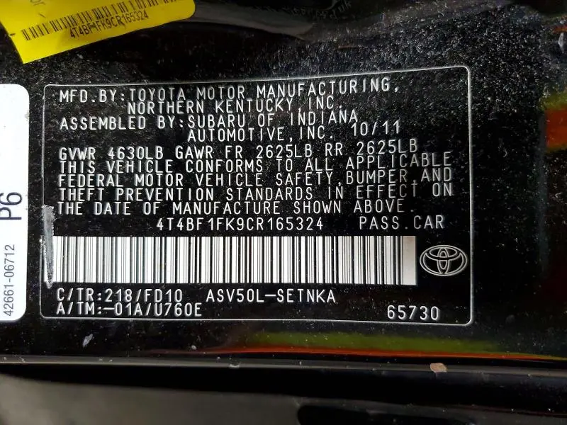 2012 TOYOTA CAMRY LE  