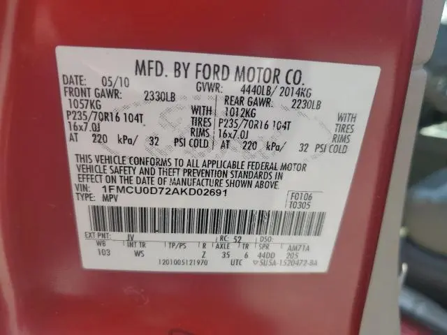 2010 FORD ESCAPE XLT  