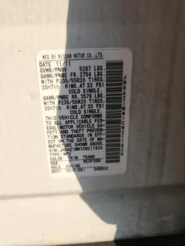 2012 NISSAN MURANO S  