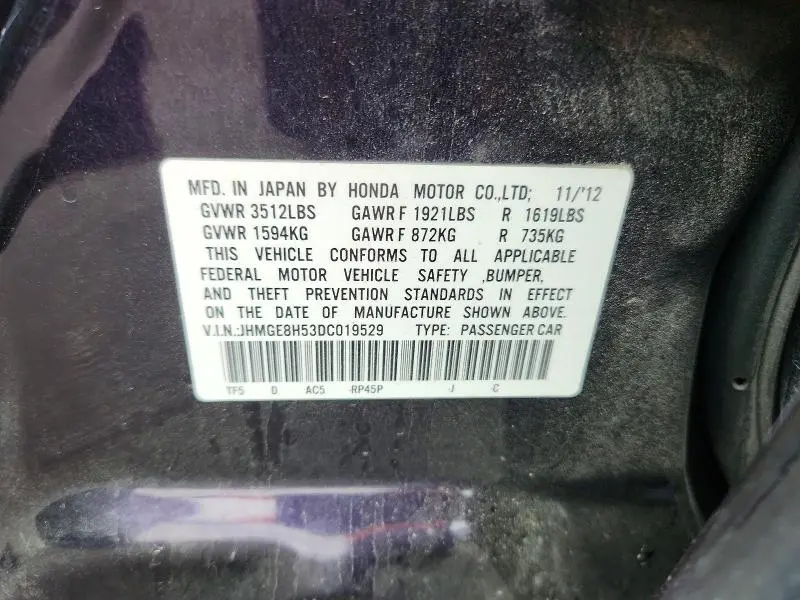2013 HONDA FIT SPORT  