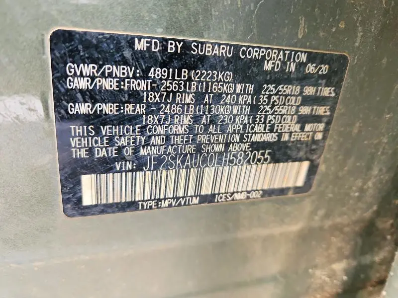 2020 SUBARU FORESTER LIMITED  