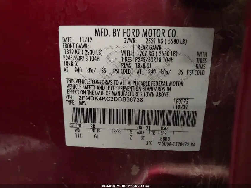 2013 FORD EDGE LIMITED