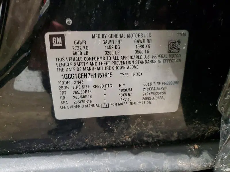 2017 CHEVROLET COLORADO LT  