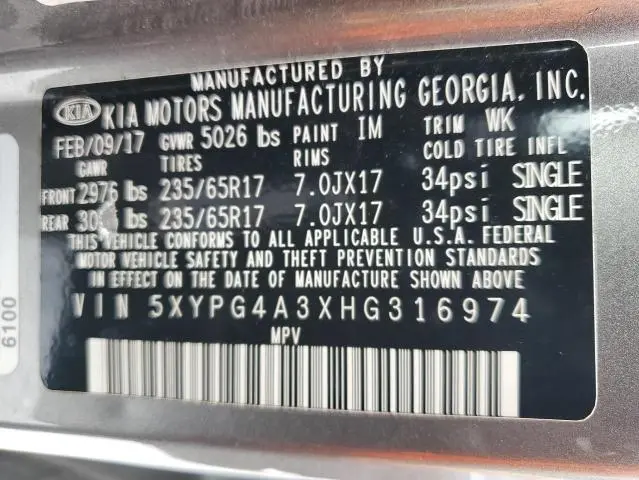 2017 KIA SORENTO LX  