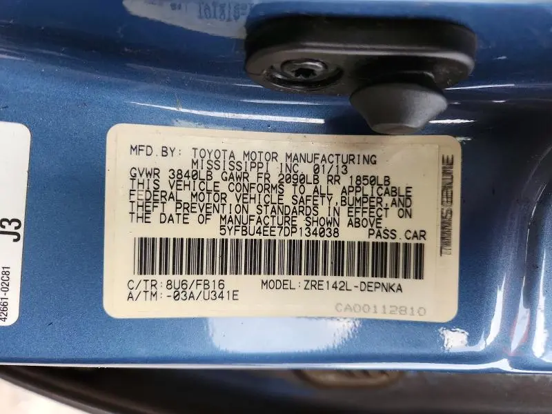 2013 TOYOTA COROLLA LE  