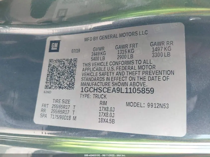 2020 CHEVROLET COLORADO 2WD  LONG BOX LT