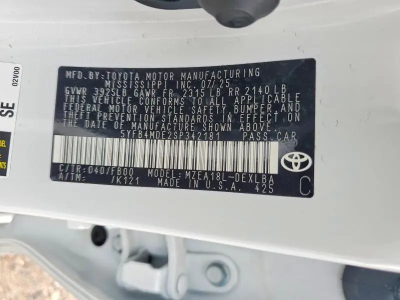 2025 TOYOTA COROLLA LE  