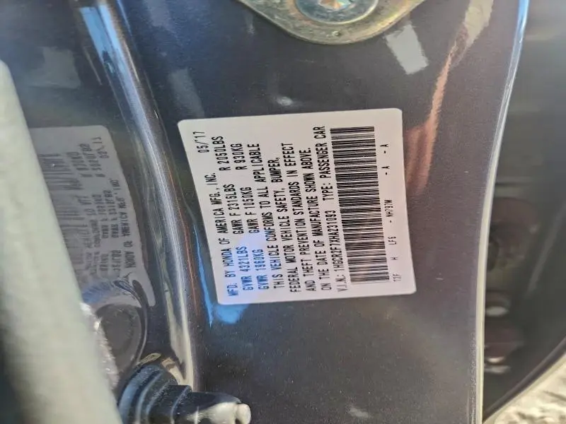 2017 HONDA ACCORD EX  