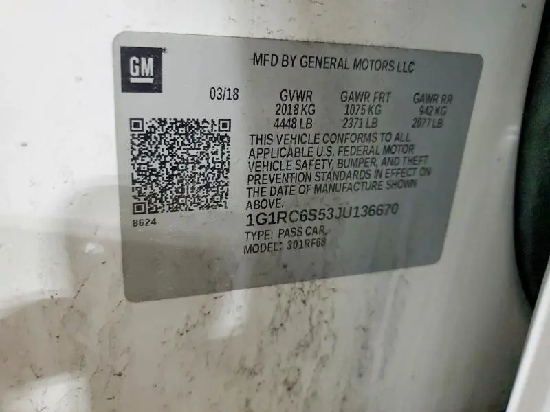 2018 CHEVROLET VOLT LT  