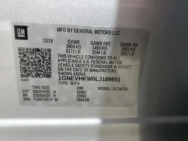 2020 CHEVROLET TRAVERSE LT  