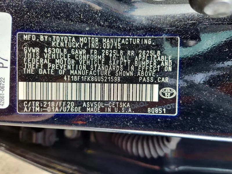 2016 TOYOTA CAMRY LE  