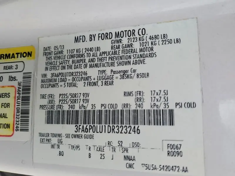 2013 FORD FUSION SE HYBRID  