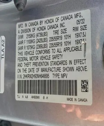 2022 HONDA CR-V TOURING  