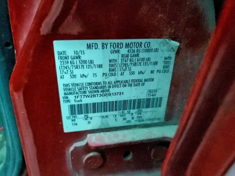 2016 FORD F250 SUPER DUTY  