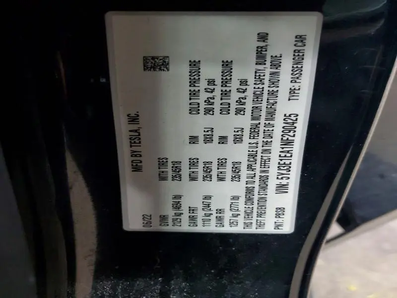 2022 TESLA MODEL 3   