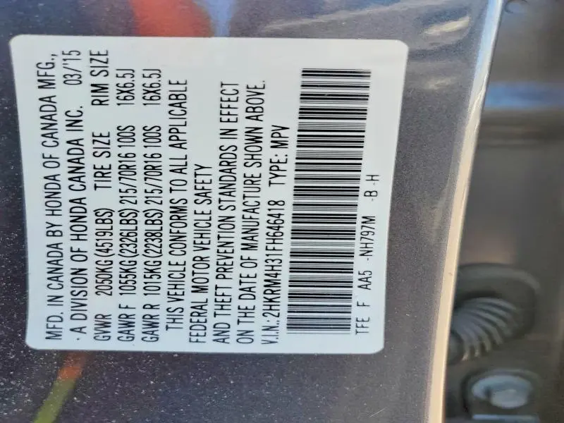 2015 HONDA CR-V LX  