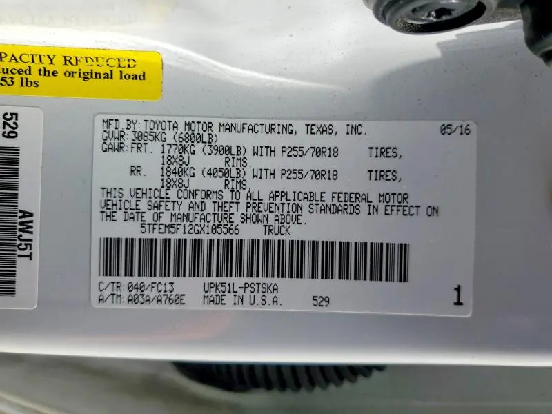 2016 TOYOTA TUNDRA CREWMAX SR5  