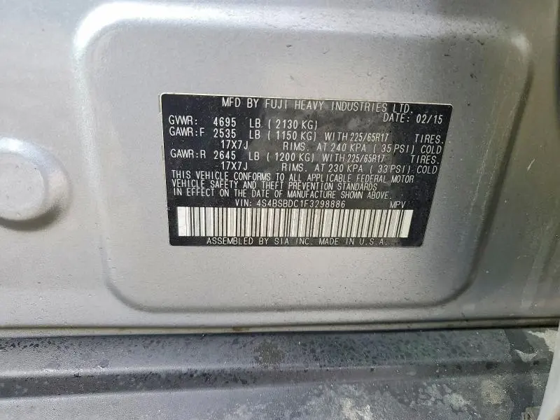 2015 SUBARU OUTBACK 2.5I PREMIUM  