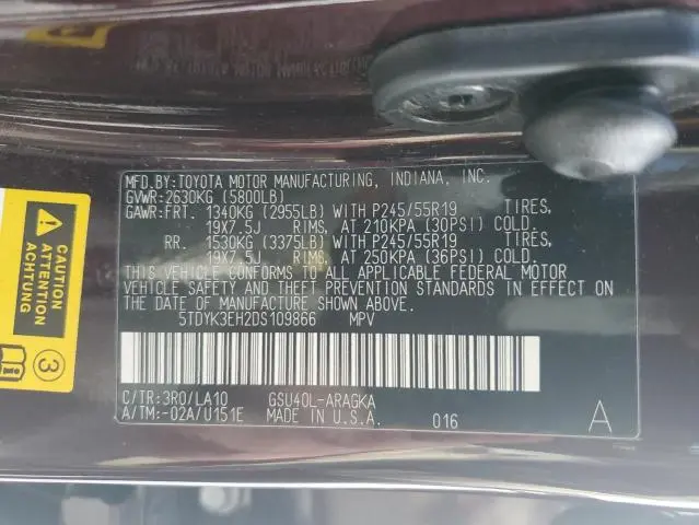 2013 TOYOTA HIGHLANDER LIMITED  