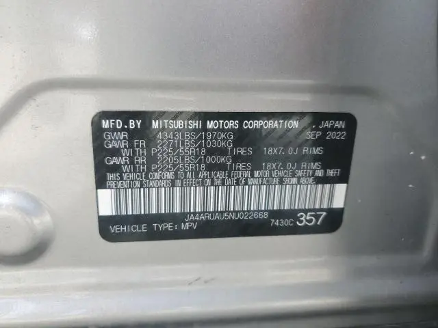 2022 MITSUBISHI OUTLANDER SPORT ES