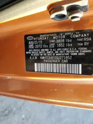 2016 HYUNDAI VELOSTER TURBO