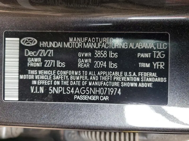 2022 HYUNDAI ELANTRA SEL  