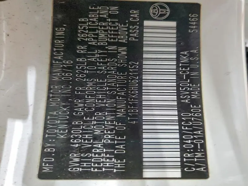 2017 TOYOTA CAMRY LE  