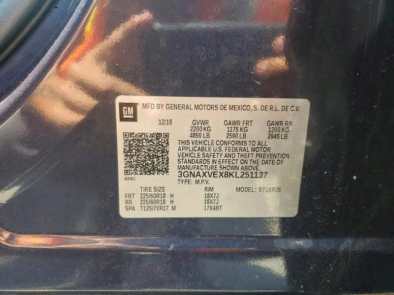 2019 CHEVROLET EQUINOX LT  