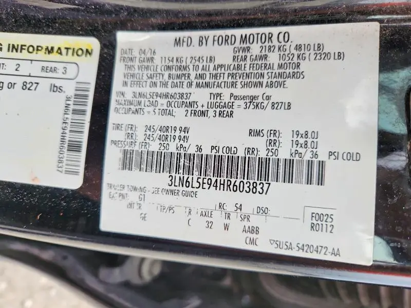 2017 LINCOLN MKZ RESERVE  