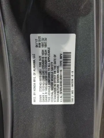 2018 HONDA ODYSSEY TOURING  
