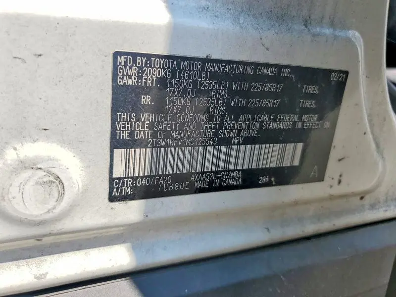 2021 TOYOTA RAV4 XLE  