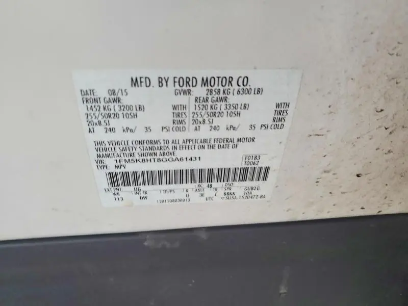 2016 FORD EXPLORER PLATINUM  