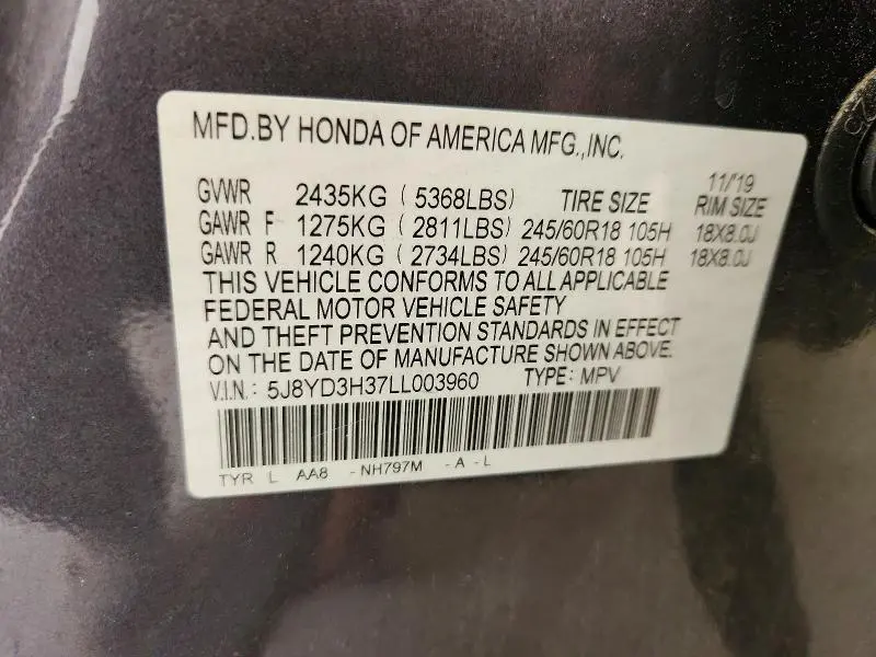 2020 ACURA MDX   