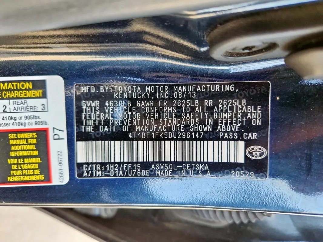 2013 TOYOTA CAMRY L  