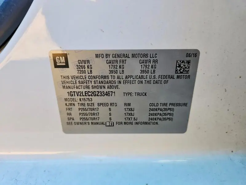 2016 GMC SIERRA K1500  